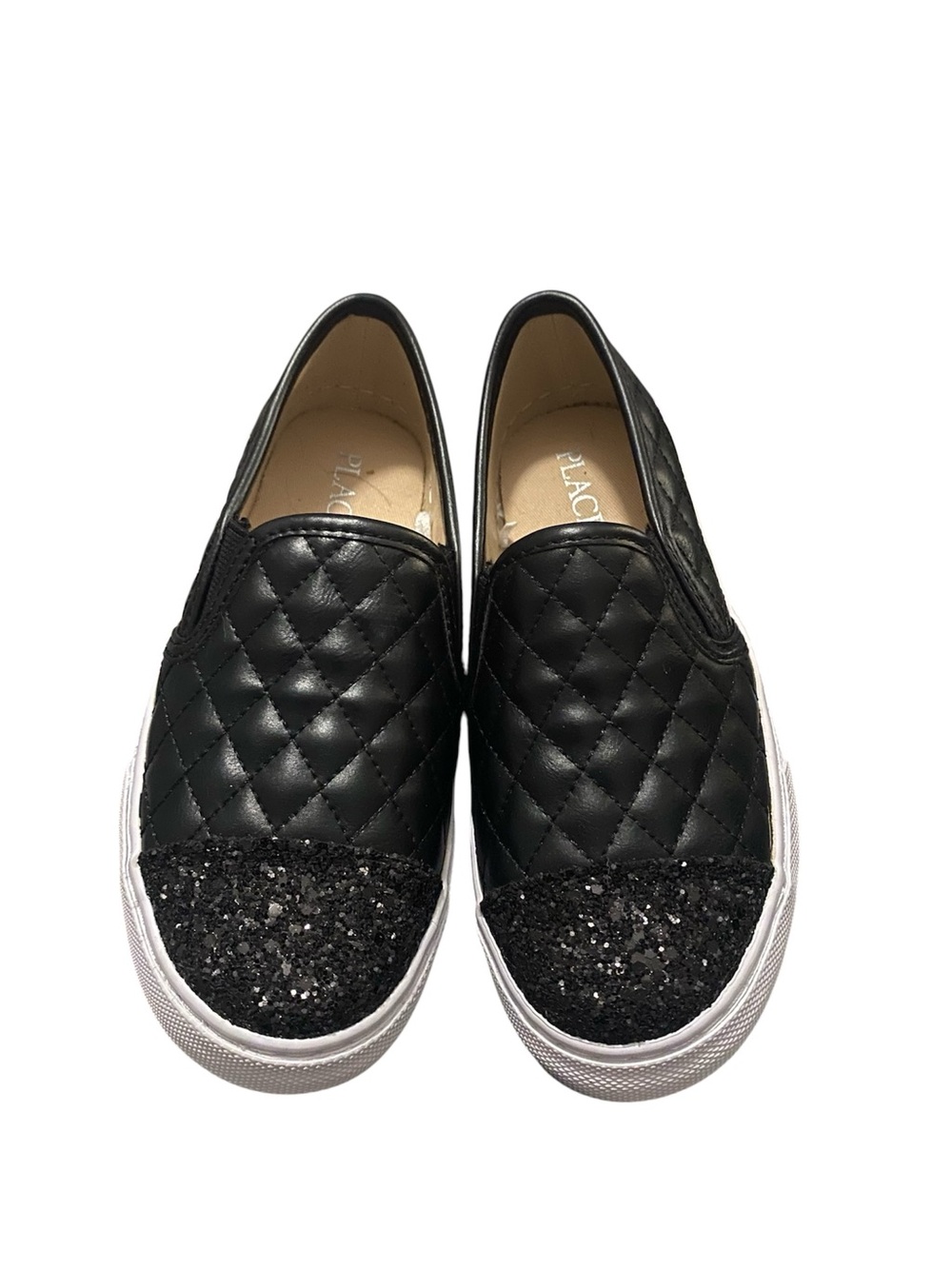 The Children's Place Black Quilted Slip-On Sneakers with Glitter Toe